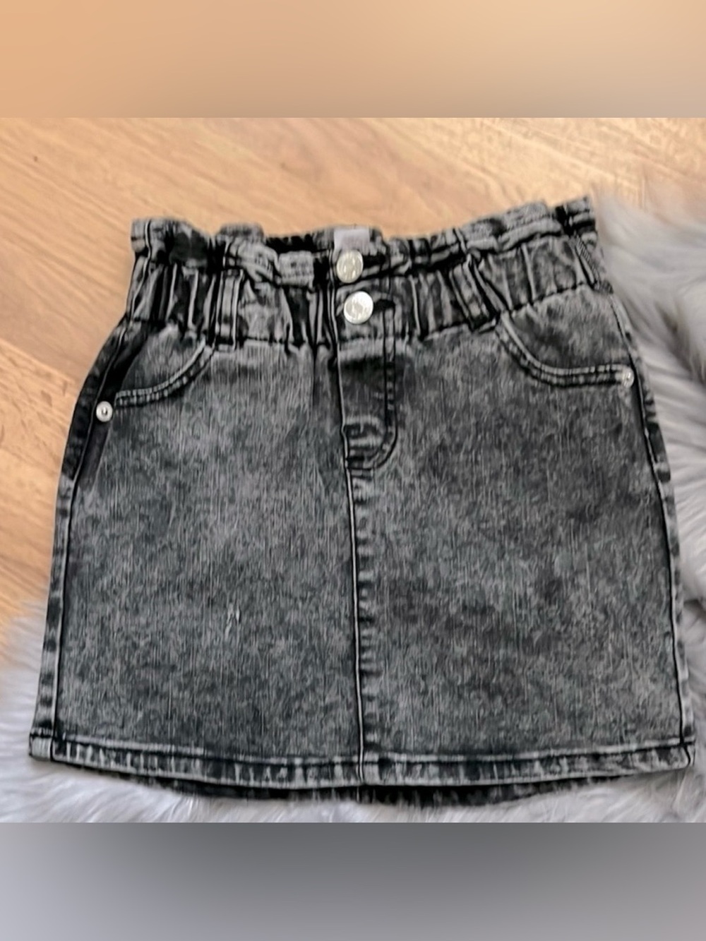JUSTICE Black Denim Skort with Elastic Waist